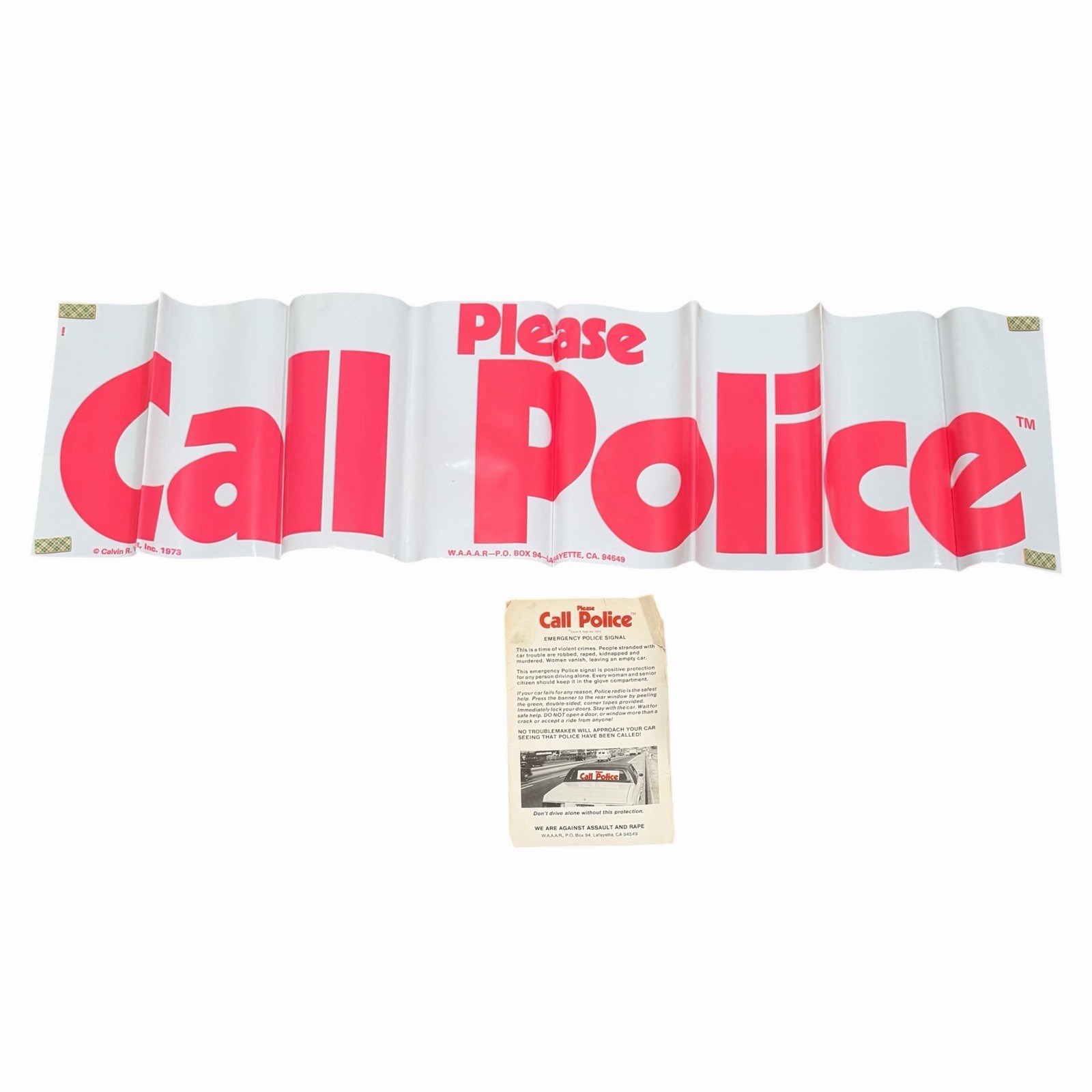 Please Call Police Emergency Car Window Decal WAAAR 1973 Calvin R Vogt VINTAGE