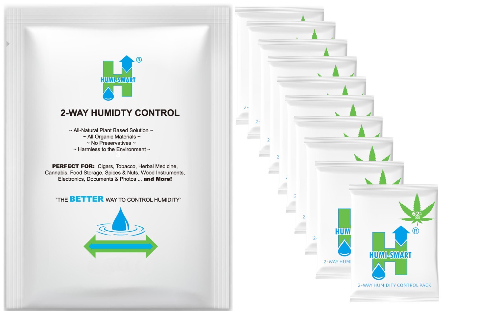 Humi-Smart 62% RH 2-Way Humidity Control Packet – 8 Gram 10 Pack Humi-Smart 62% RH 2-Way Humidity Control Packet – 8 Gram 10 Pack