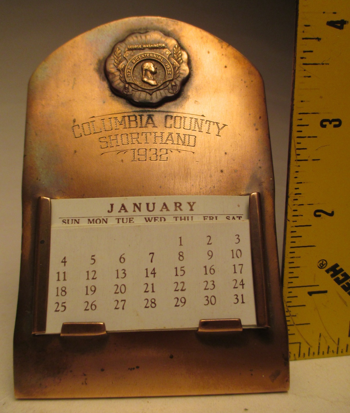 George Washington Bicentennial 1732 to 1932 Forever Calendar Columbia County
