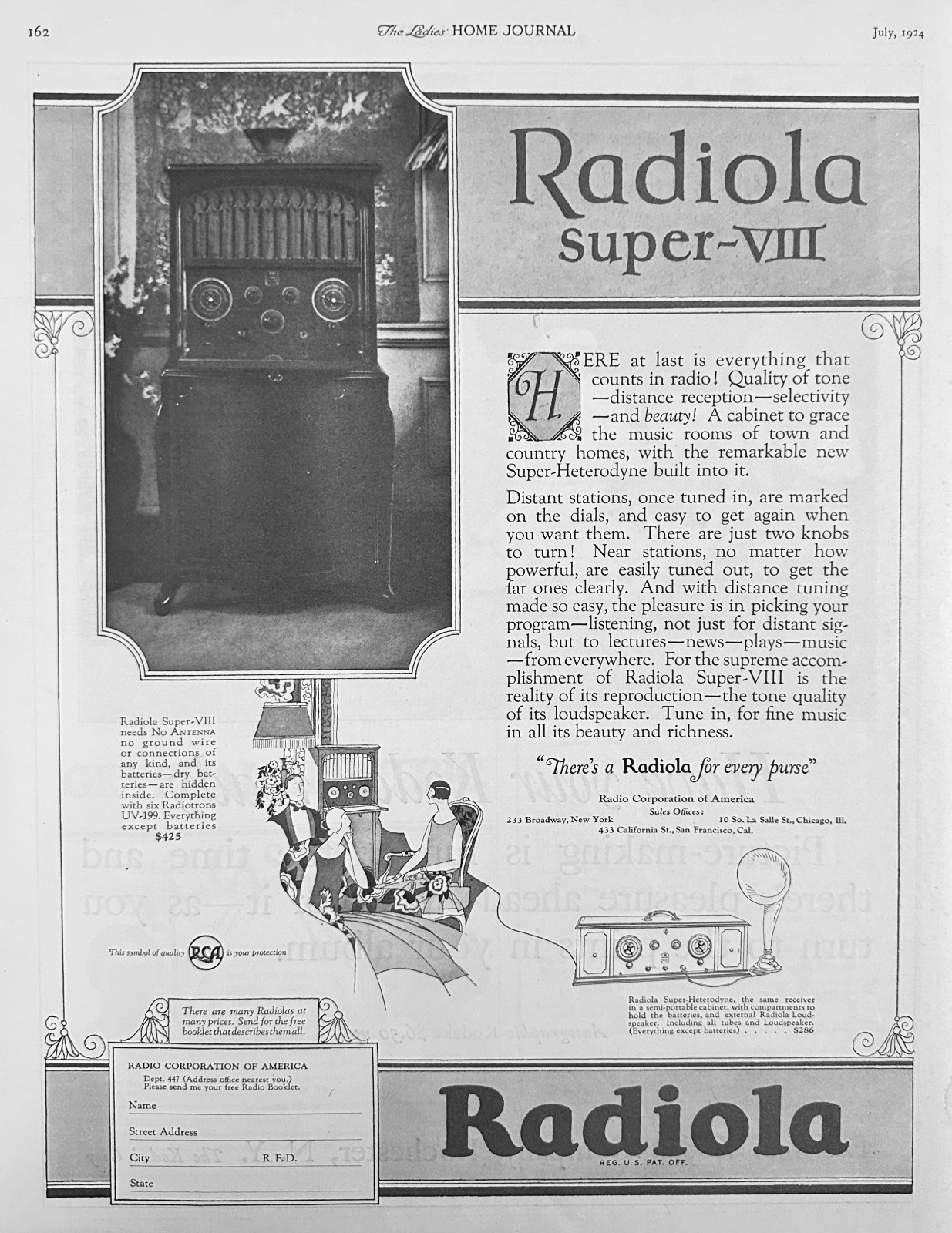 1924 RCA Radiola Super-VIII Floor Model Cabinet Radio - Ad #2262 1924 RCA Radiola Super-VIII Floor Model Cabinet Radio - Ad #2262