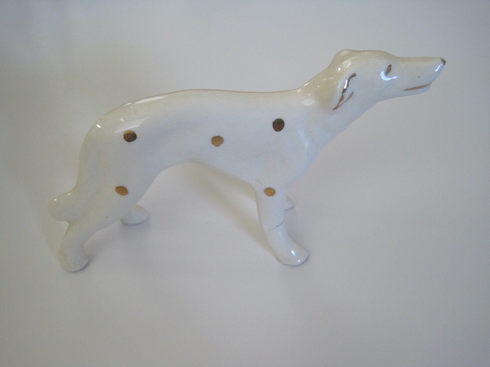 Borzoi Figurine Gold Spots Antique 6.5\
