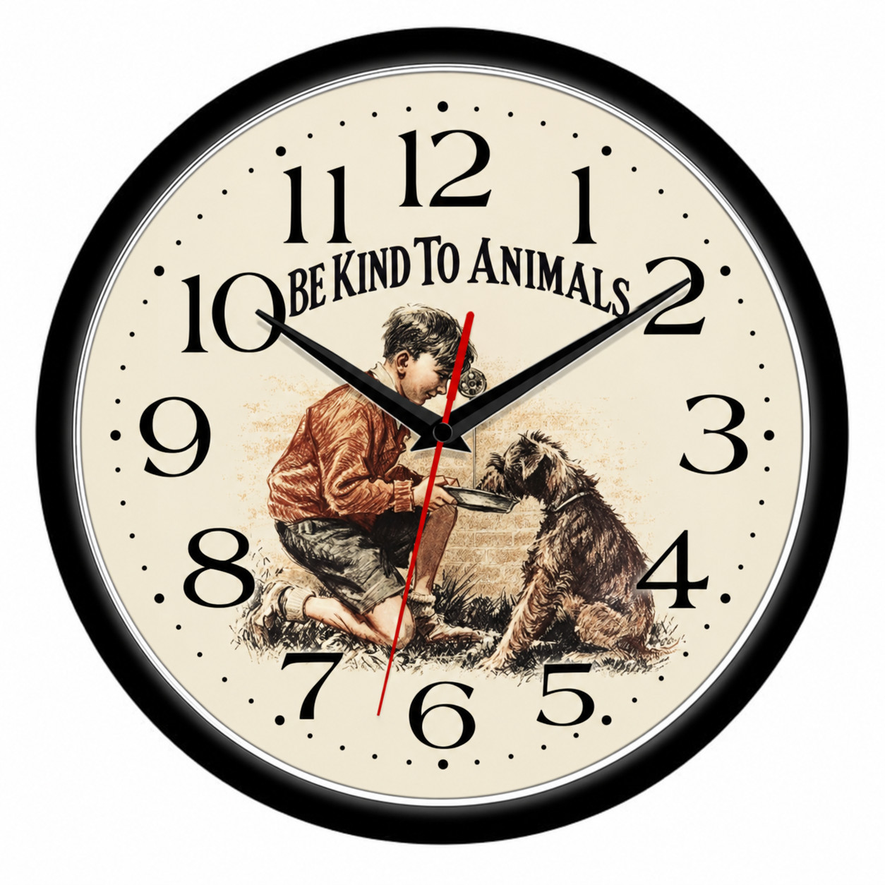 Be Kind To Animals 10 Inch Wall Clock Vintage Boy Dog Pet Lover Decor | Quartz Be Kind To Animals 10 Inch Wall Clock Vintage Boy Dog Pet Lover Decor | Quartz