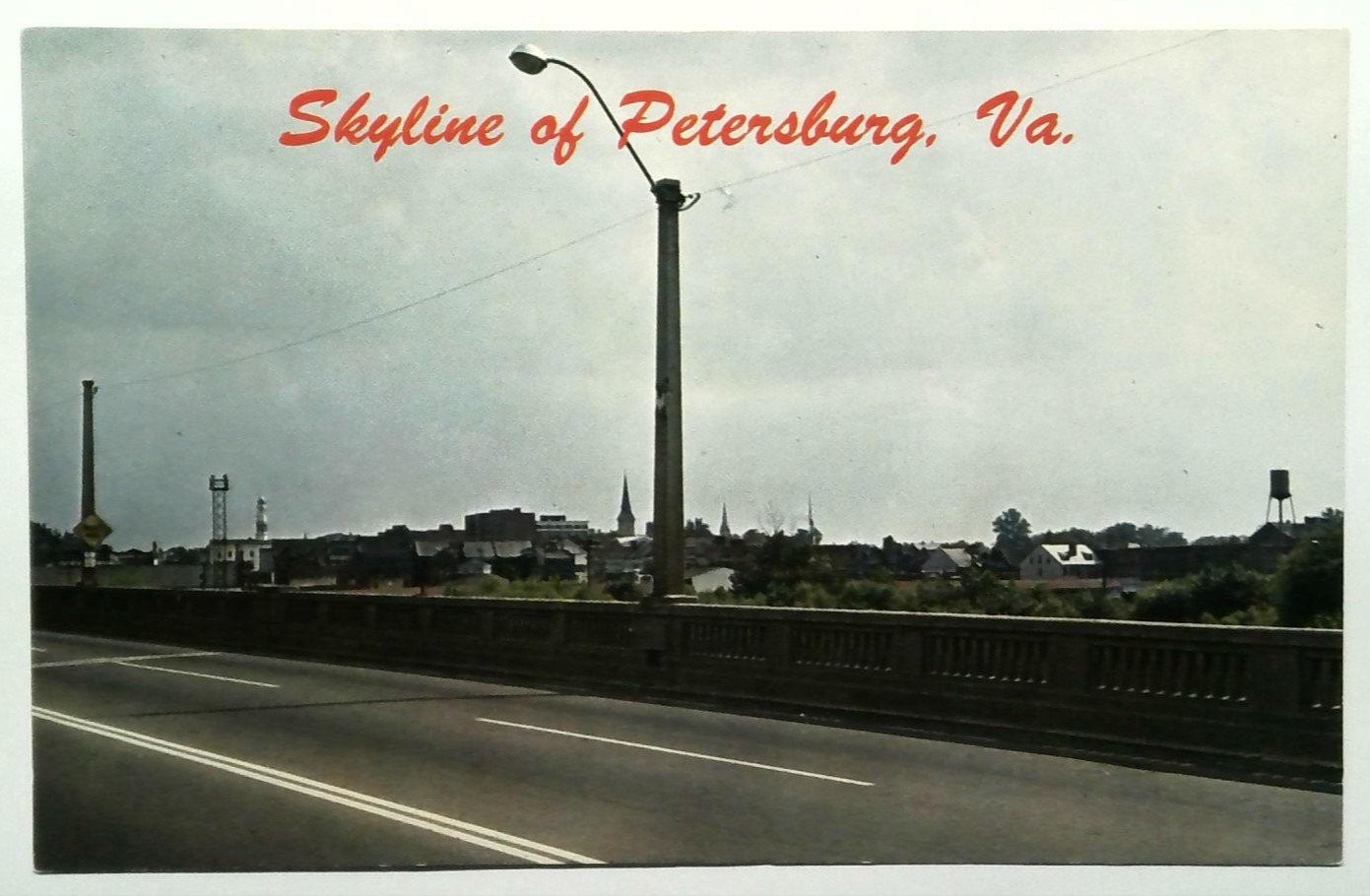 Vintage Skyline of Petersburg Virginia Photochrome Postcard by Mayer