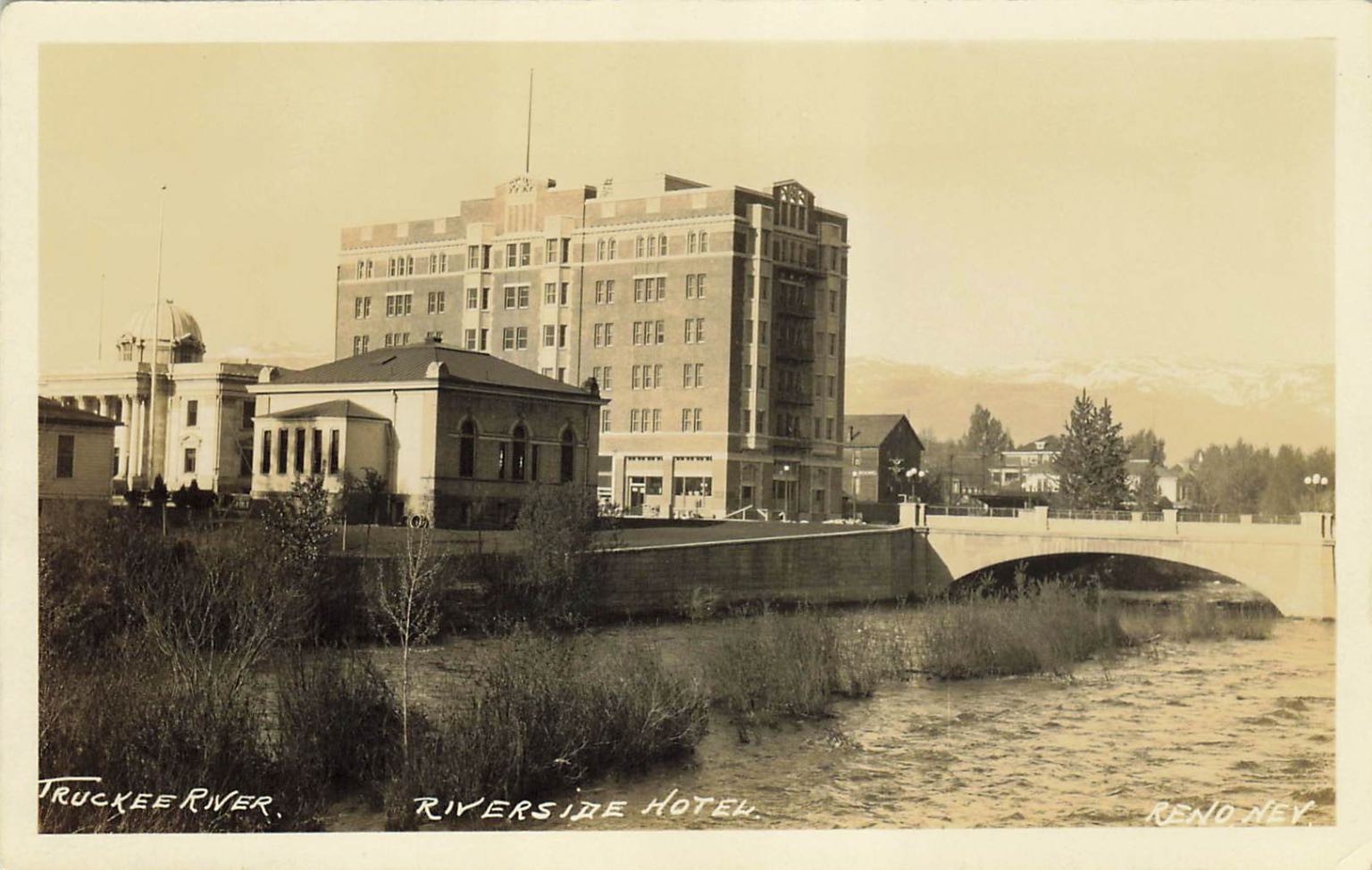 Vintage RPPC Reno Nevada Riverside Hotel Truckee River Antique Postcard 1930s Vintage RPPC Reno Nevada Riverside Hotel Truckee River Antique Postcard 1930s