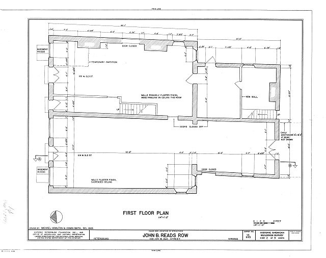 Photo:Petersburg VA 1900s John B Read\'s Row First Floor Plan HABS