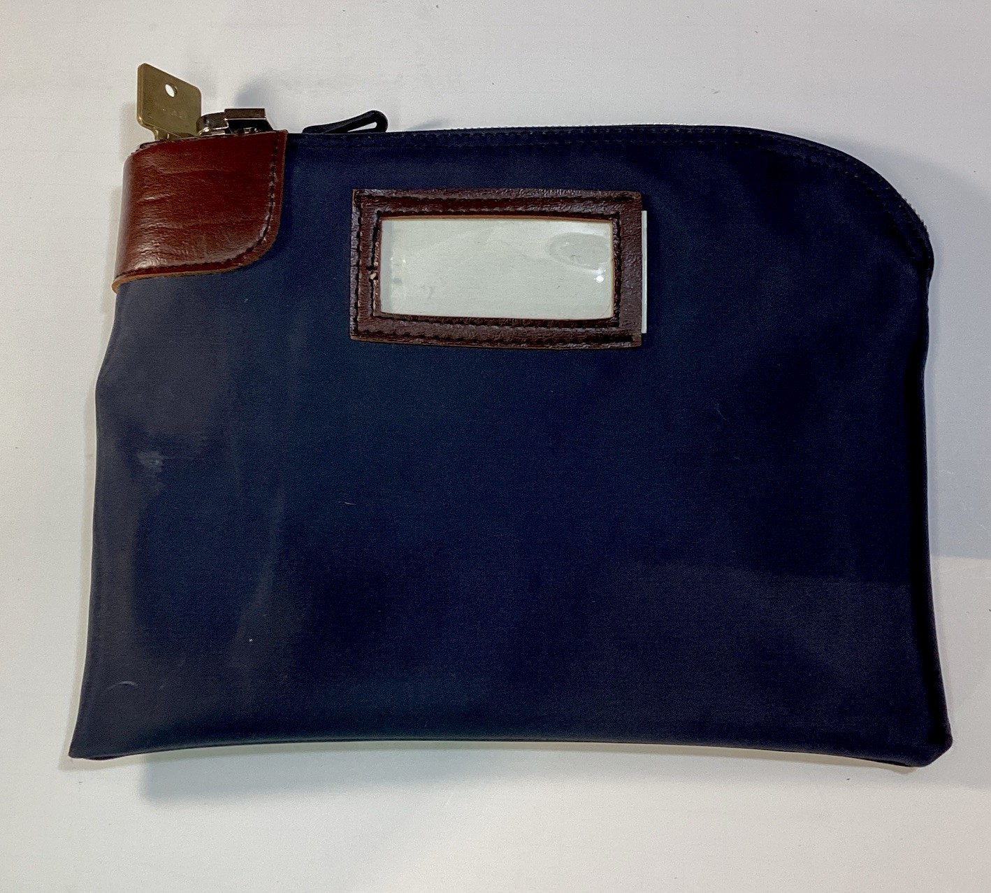Vintage Blue MMF Ind. 7 Pin Tumbler Locking Bank Bag With Key Vintage Blue MMF Ind. 7 Pin Tumbler Locking Bank Bag With Key