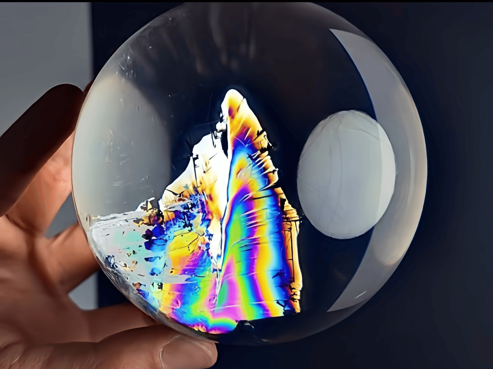 3.43LB Top Natural Clear Quartz Rainbow Ball Crystal sphere Healing Decor 100mm 3.43LB Top Natural Clear Quartz Rainbow Ball Crystal sphere Healing Decor 100mm