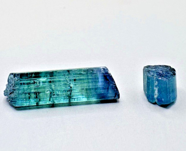 2 Natural Blue Green Tourmaline Crystals Indicolite Rough Afghanistan Specimens 2 Natural Blue Green Tourmaline Crystals Indicolite Rough Afghanistan Specimens