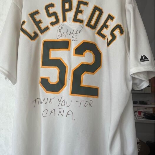 Yoenis Cespedes Autographed Signed Majestic Jersey XL