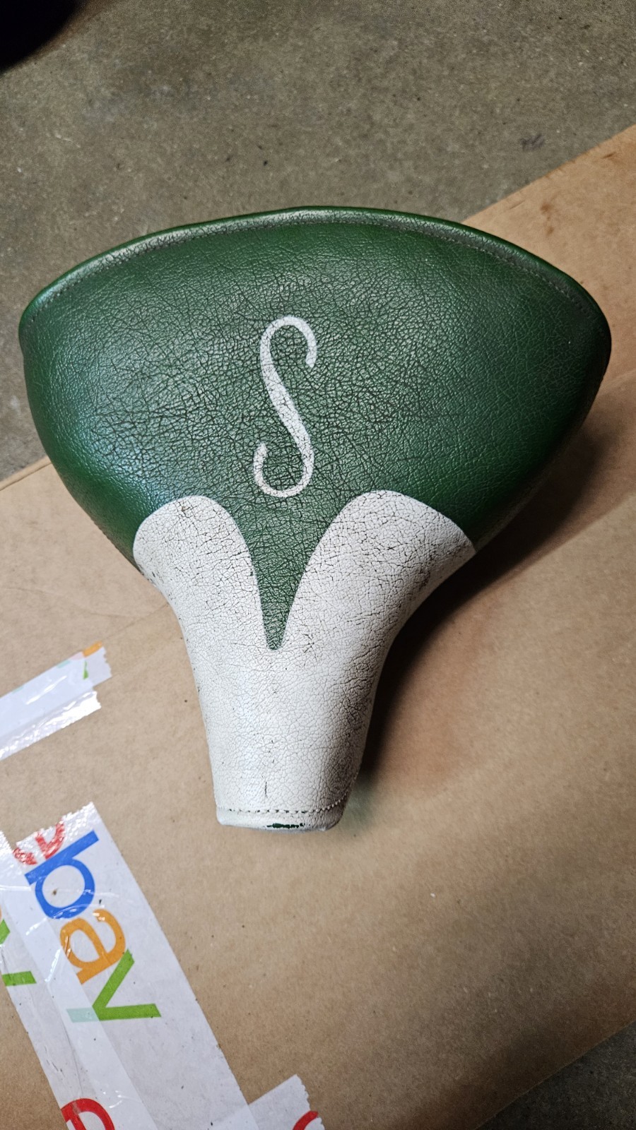 Schwinn Approved 1960's 70's Green / White 26' Model Seat w/ S-Logo Mesinger Schwinn Approved 1960's 70's Green / White 26' Model Seat w/ S-Logo Mesinger