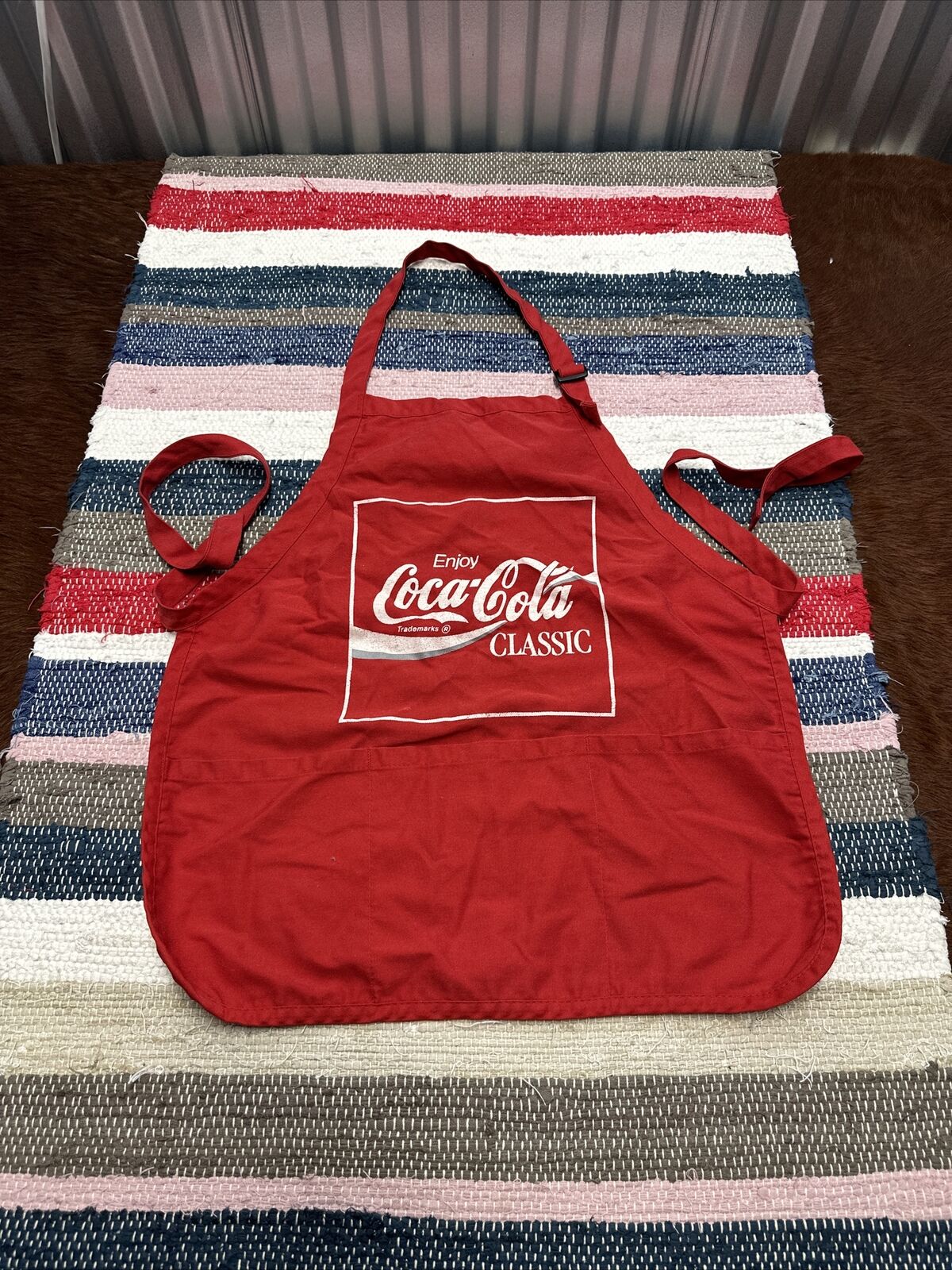 Vintage Coca Cola Red Vendor Over Neck Canvas Apron Ball Park Stadium Pockets
