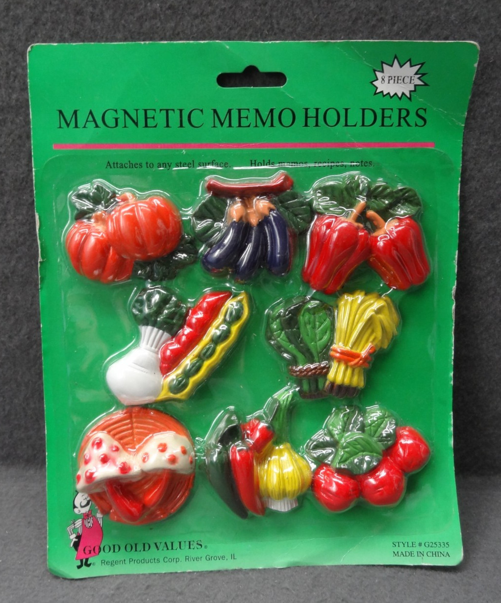 NEW Regent 8-Pcs Magnetic Memo Holder Food Refrigerator Magnets VTG 70s 80s