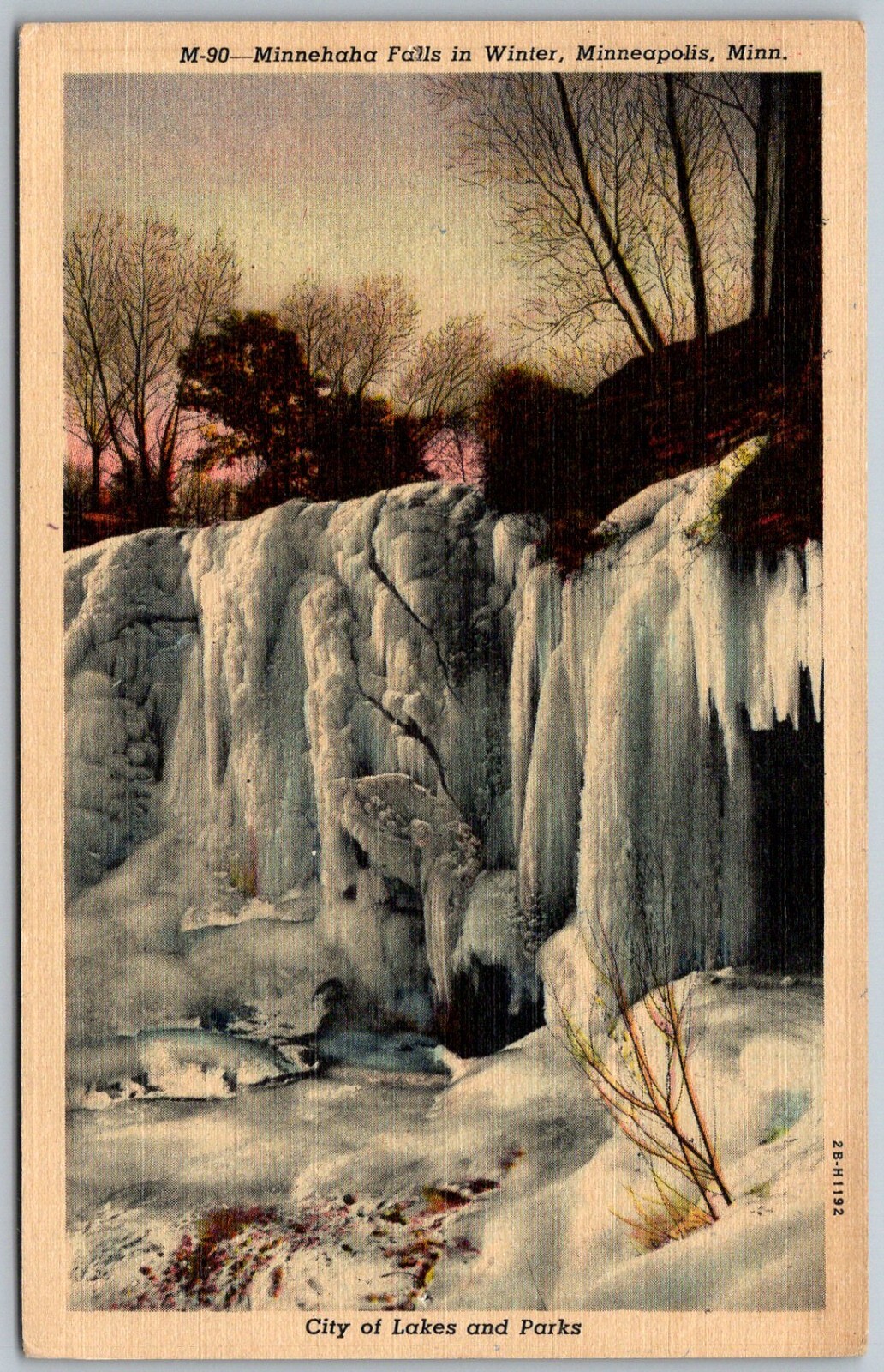 Minneapolis Minnesota 1940s Postcard Minnehaha Falls In Winter Snow Frozen Ice Minneapolis Minnesota 1940s Postcard Minnehaha Falls In Winter Snow Frozen Ice