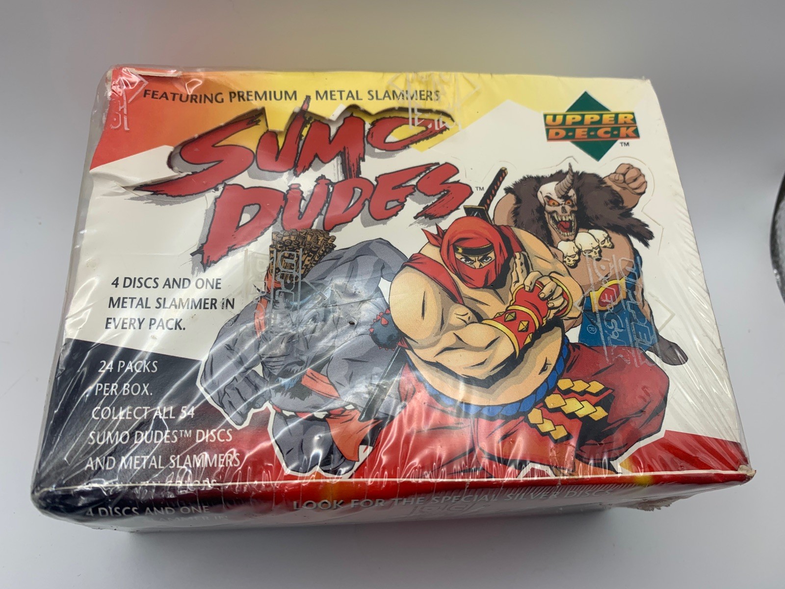 SUMO DUDES New Unopened Box Upper Deck Trading Disc 24 Sealed Packs Pogs 1995 SUMO DUDES New Unopened Box Upper Deck Trading Disc 24 Sealed Packs Pogs 1995