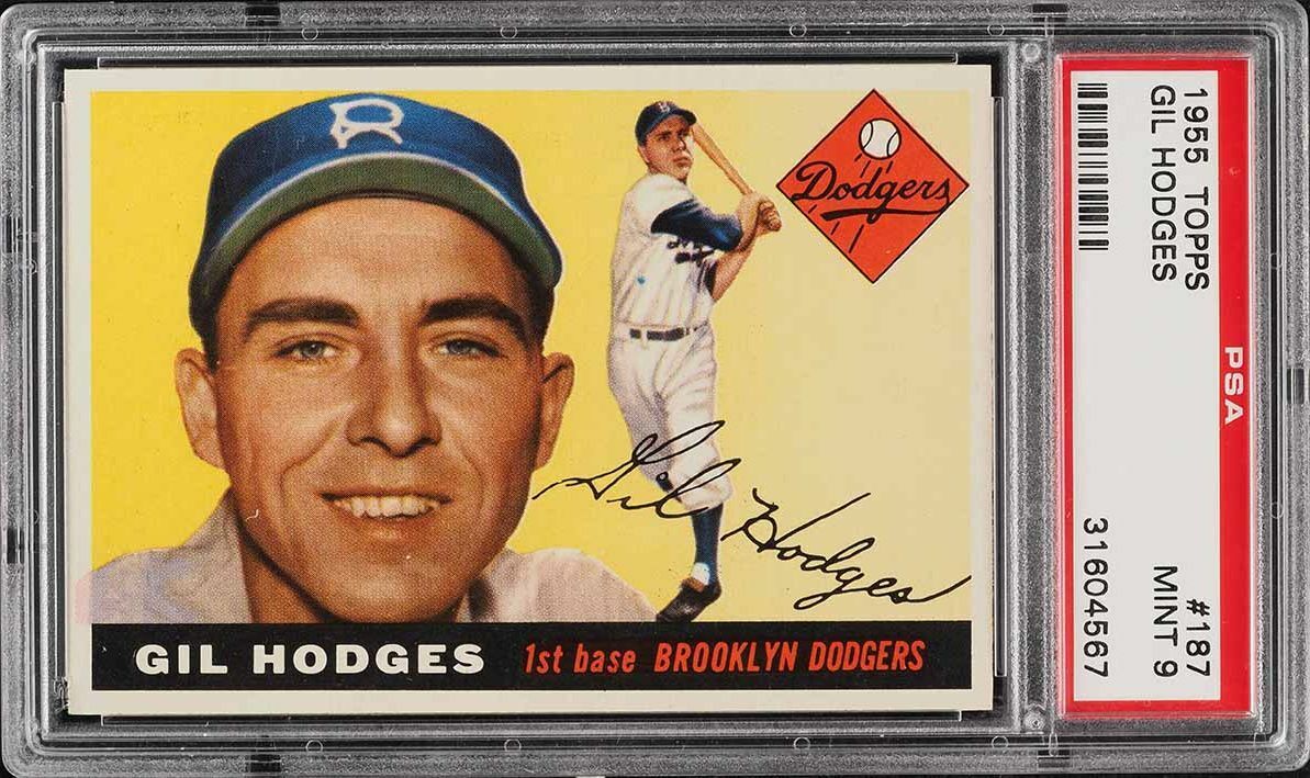 1955 Topps 187 Gil Hodges Dodgers PSA 9 31604567