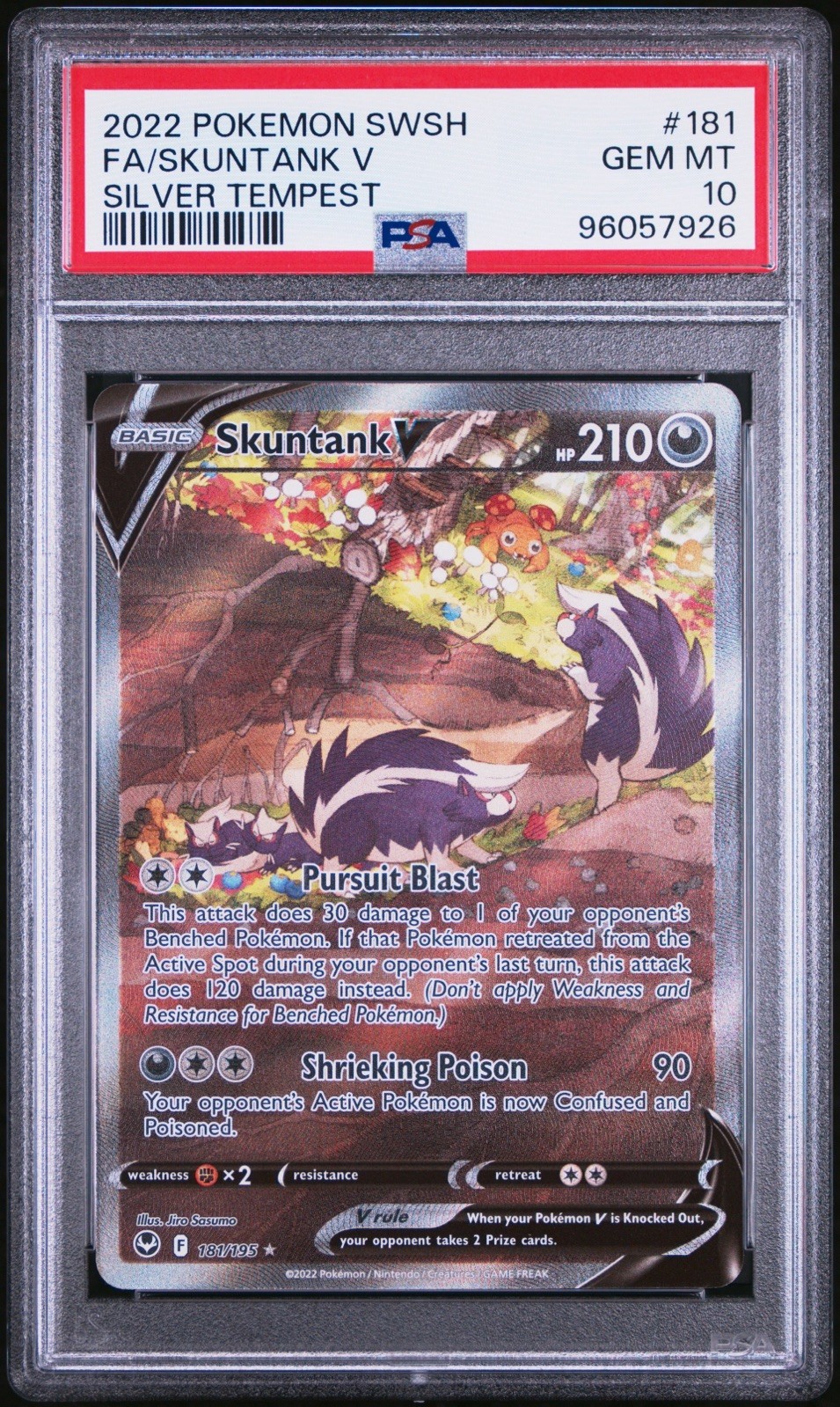 2022 Pokemon Skuntank V 181/195 Full Art PSA 10 Gem Mint 2022 Pokemon Skuntank V 181/195 Full Art PSA 10 Gem Mint
