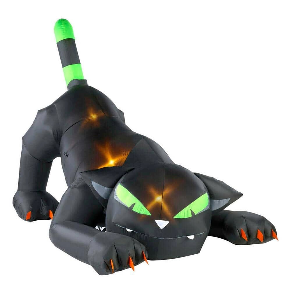 Home Accents Holiday 7 Ft Animated Head & Tail Turning Cat Halloween Inflatable Home Accents Holiday 7 Ft Animated Head & Tail Turning Cat Halloween Inflatable