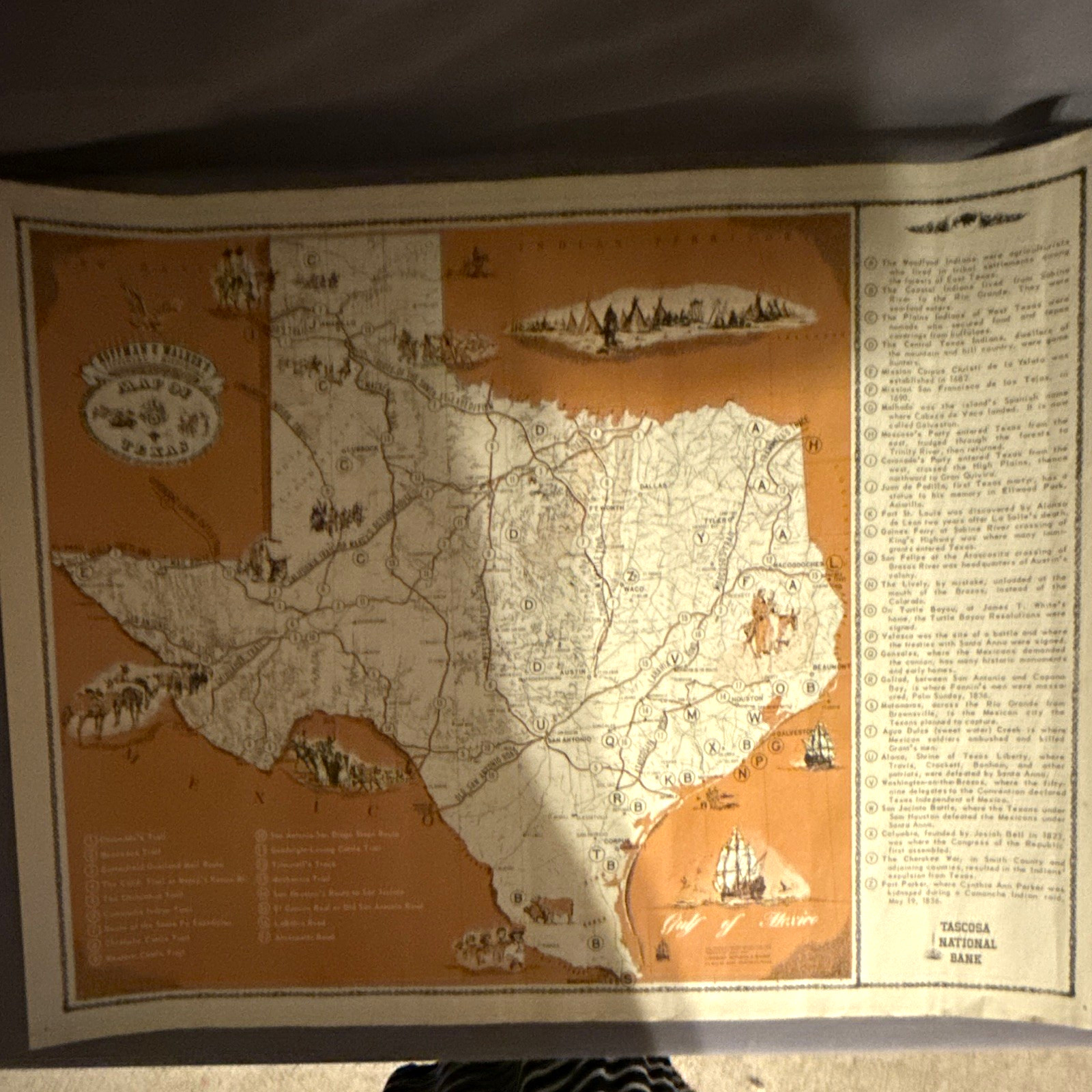 Vintage Map of Texas Fold-Out Printed Map, United States Region Vintage Map of Texas Fold-Out Printed Map, United States Region