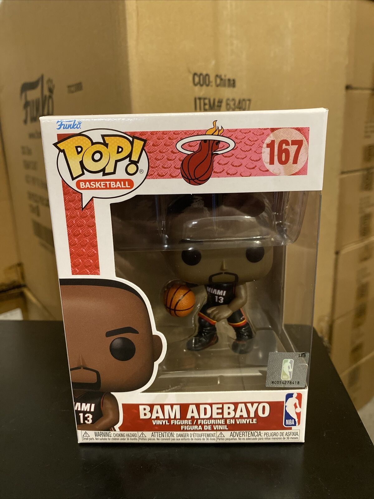 Funko Pop Basketball Miami Heat Bam Adebayo #167 NBA Mint Black Jersey