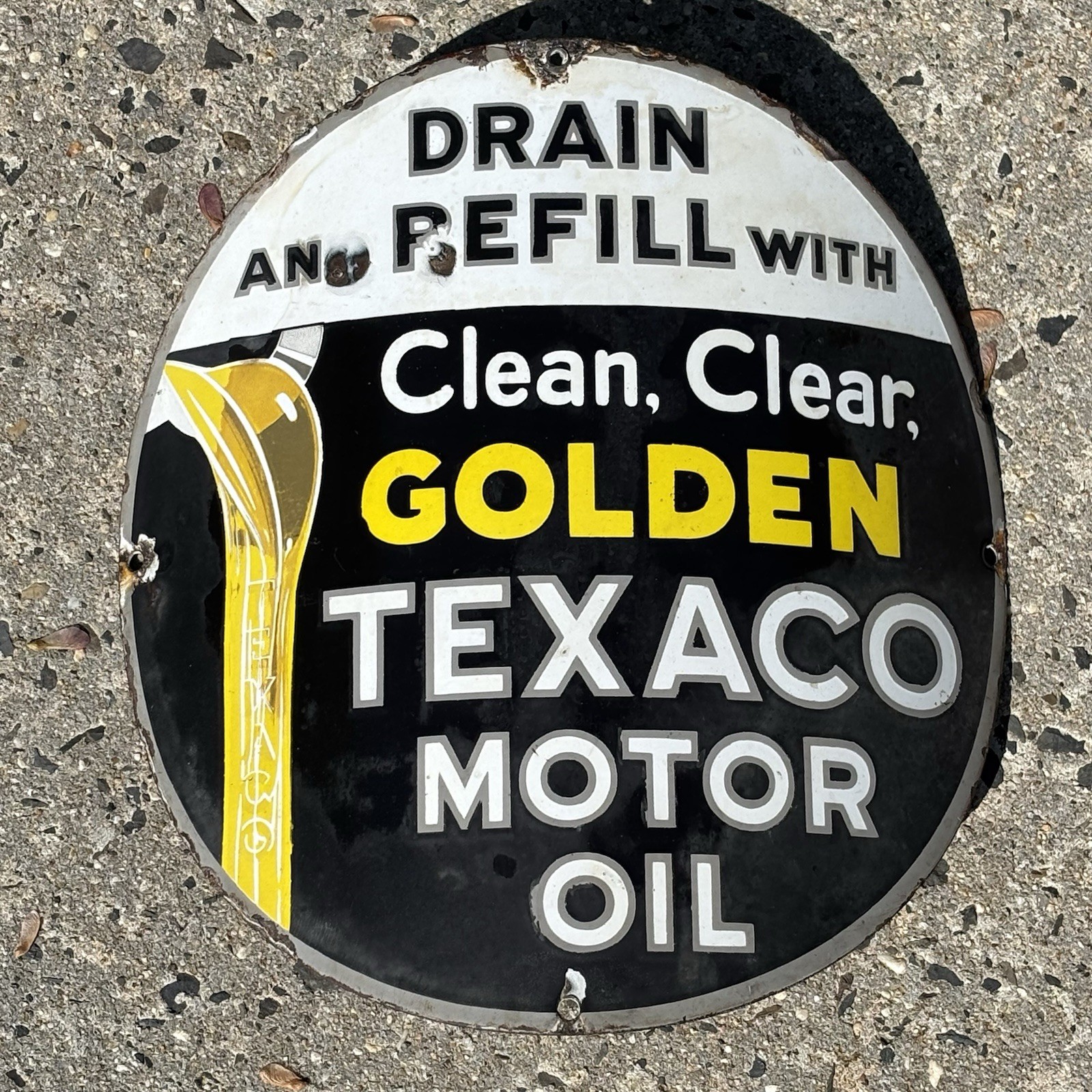 Authentic Original Porcelain Golden Texaco Curved Gas Oil Pump Plate Sign 15” Authentic Original Porcelain Golden Texaco Curved Gas Oil Pump Plate Sign 15”