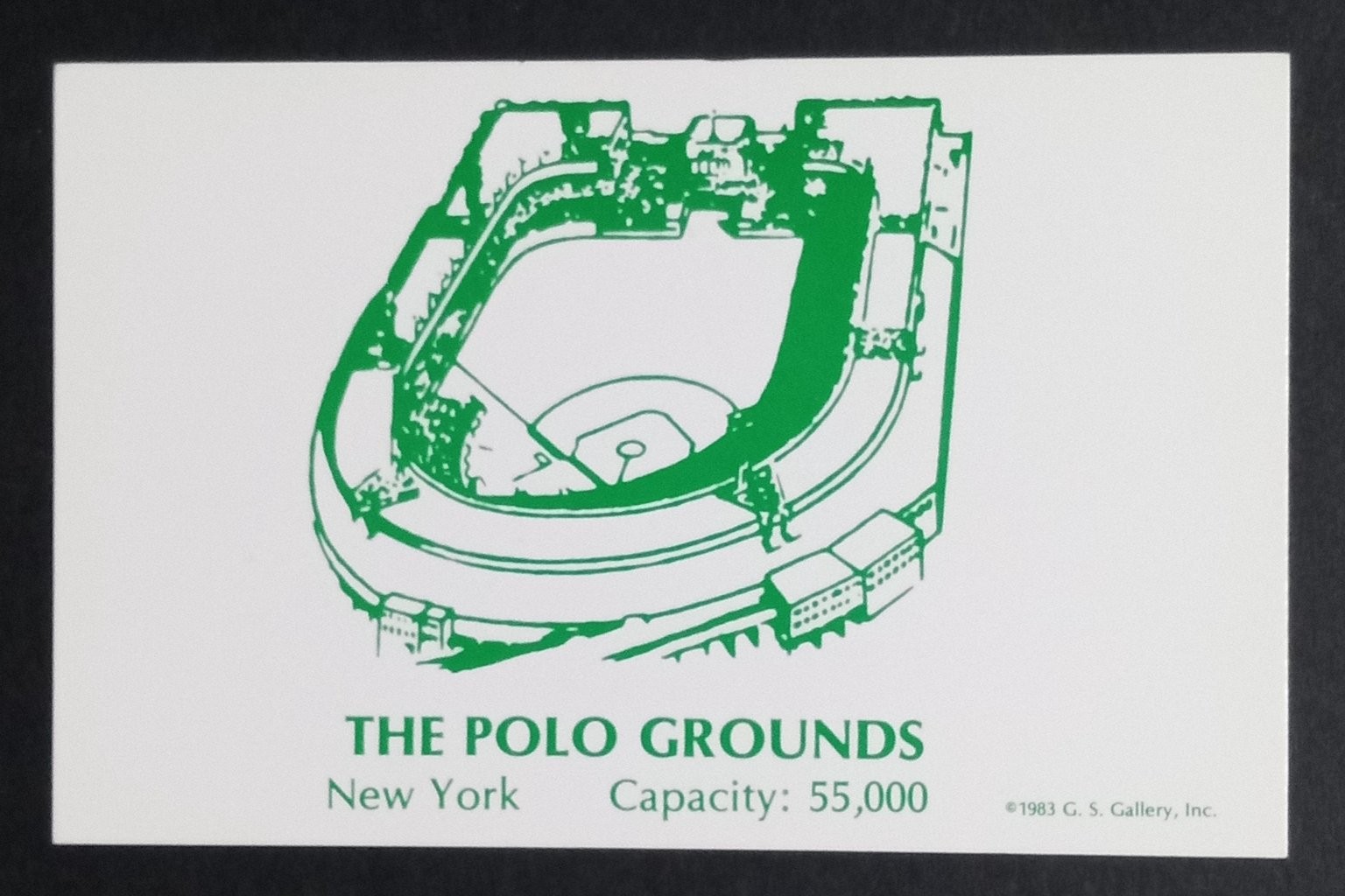 1983 Polo Grounds New York Baseball Stadium Capacity 55,000 Collectible Card 1983 Polo Grounds New York Baseball Stadium Capacity 55,000 Collectible Card
