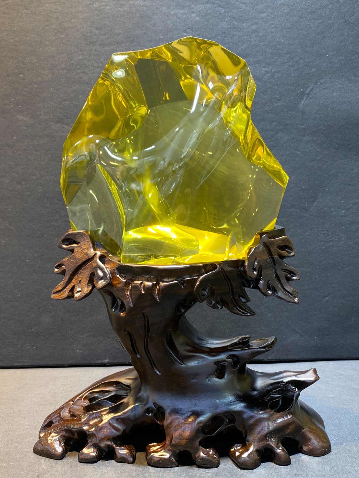 4.9LB Top Natural Citrine Quartz Crystal Mineral specimens reiki Decor+stand