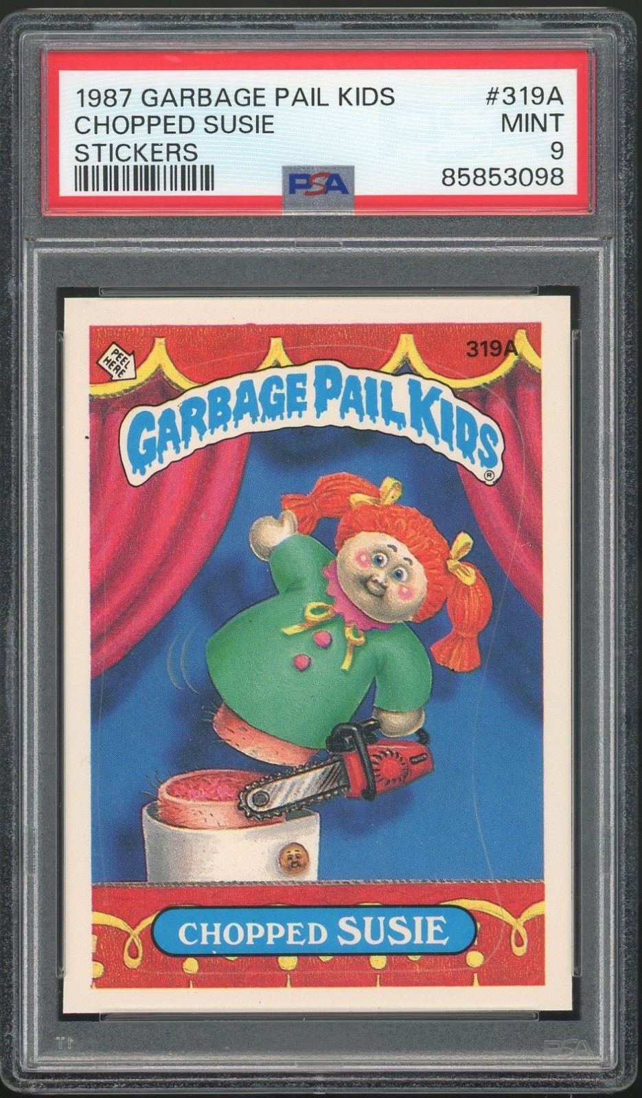 1987 Topps Garbage Pail Kids 8th Series #319A Chopped Susie PSA 9 MINT Os8