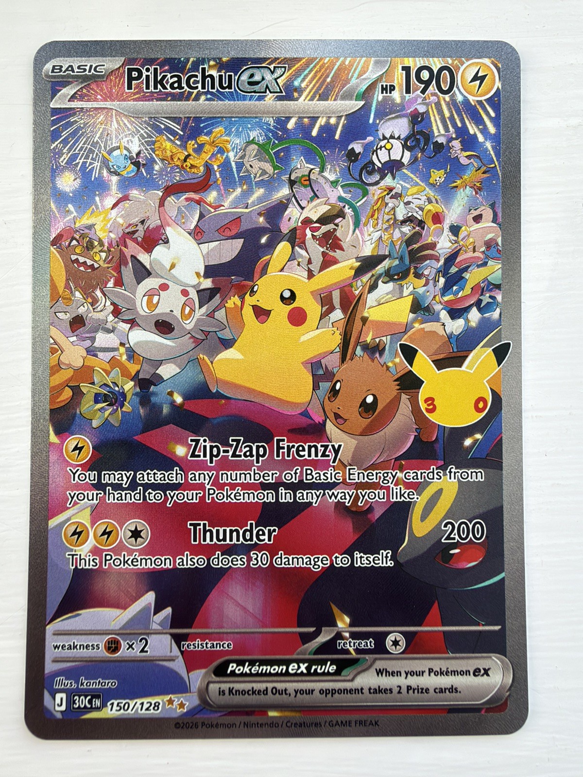 Pikachu Ex 150/128 Night 30th Celebration Anniversary SIR Pokemon TCG Pikachu Ex 150/128 Night 30th Celebration Anniversary SIR Pokemon TCG