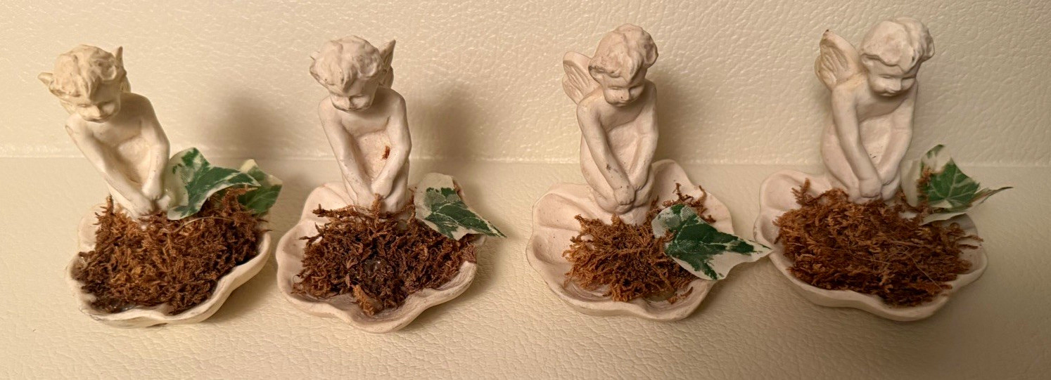 Vintage Hen-Feathers Hand-Cast Resin Cherub Angel Figurines Set of 4 Matte 1990s Vintage Hen-Feathers Hand-Cast Resin Cherub Angel Figurines Set of 4 Matte 1990s