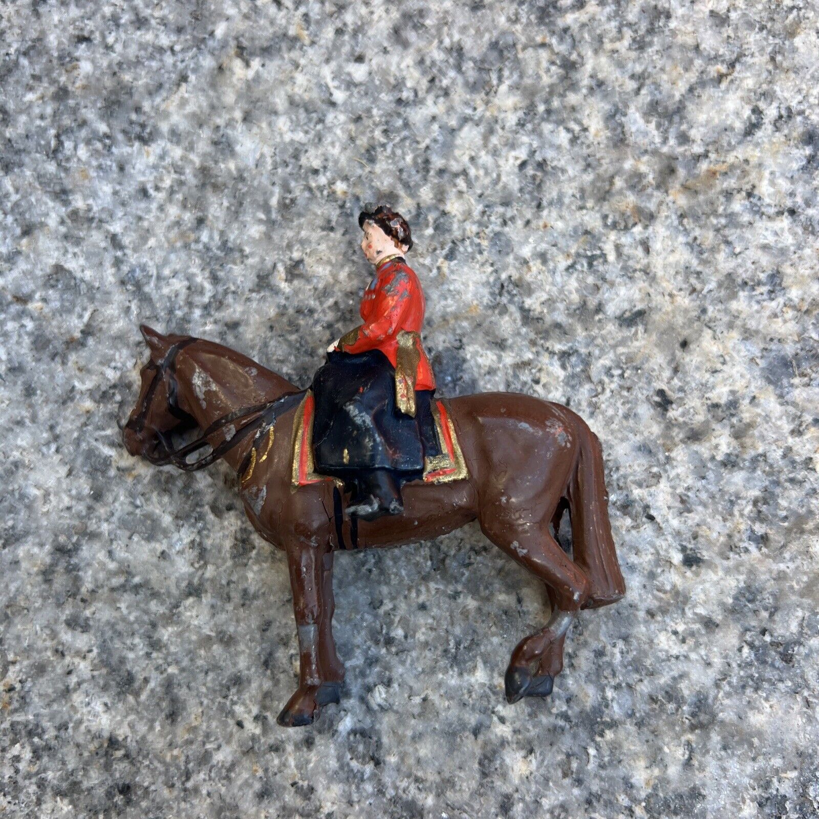 Britain LTD Queen Elizabeth II horse figurine. Missing One Arm/Feather On Hat