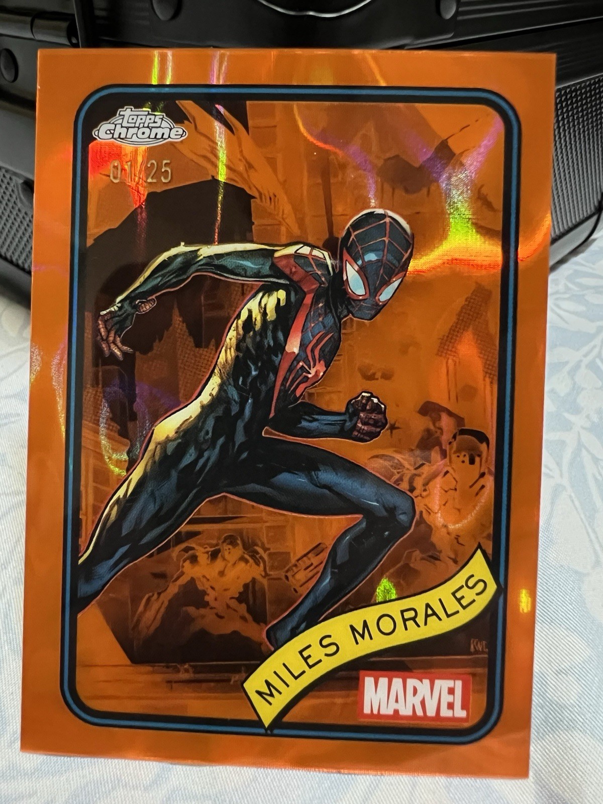 2025 Topps Chrome Marvel Miles Morales Orange Lava Refractor #1/25 2025 Topps Chrome Marvel Miles Morales Orange Lava Refractor #1/25