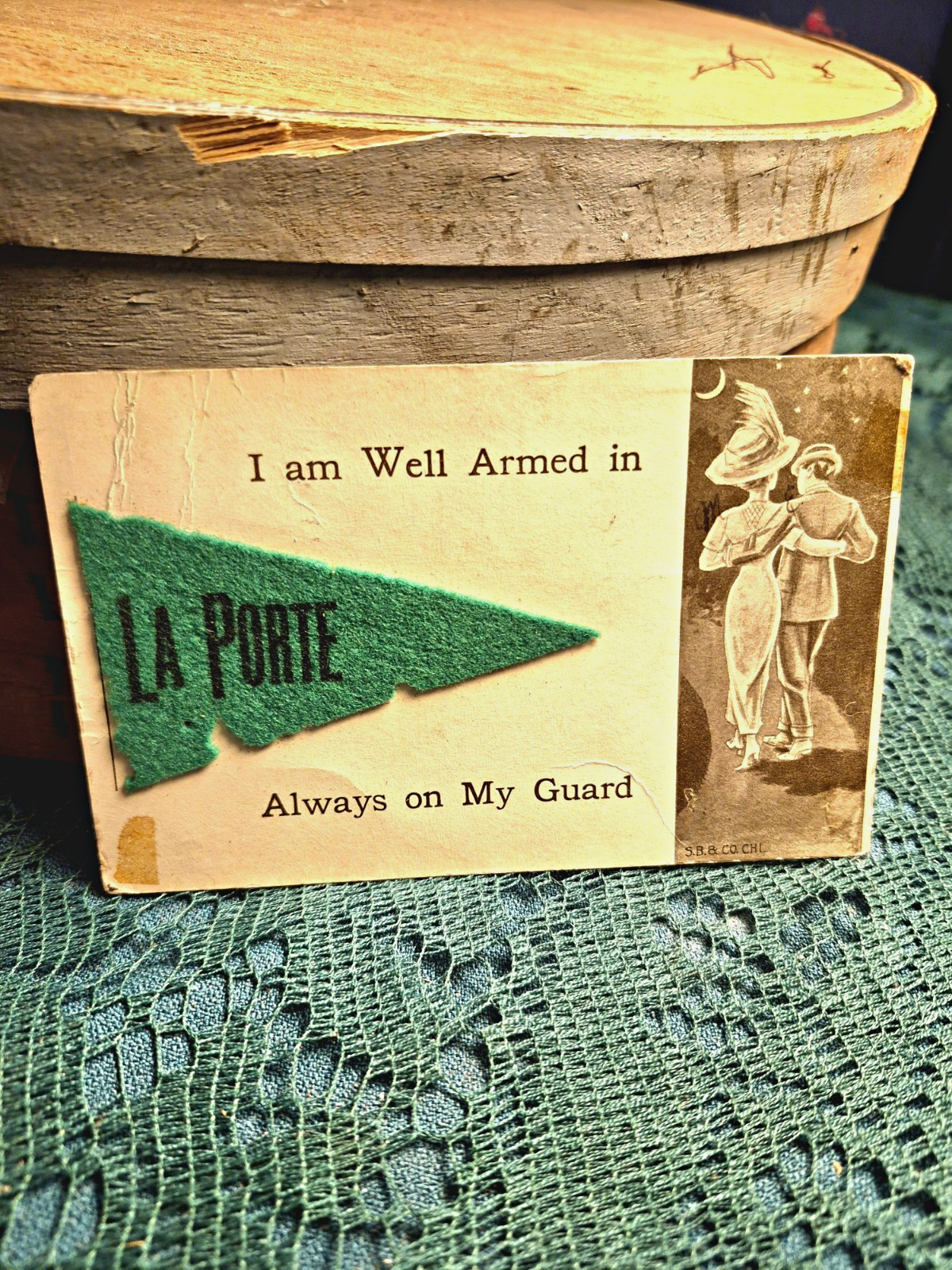 Vintage Pennent Postcard Laporte Indiana. ...I am well armed in LaPorte......