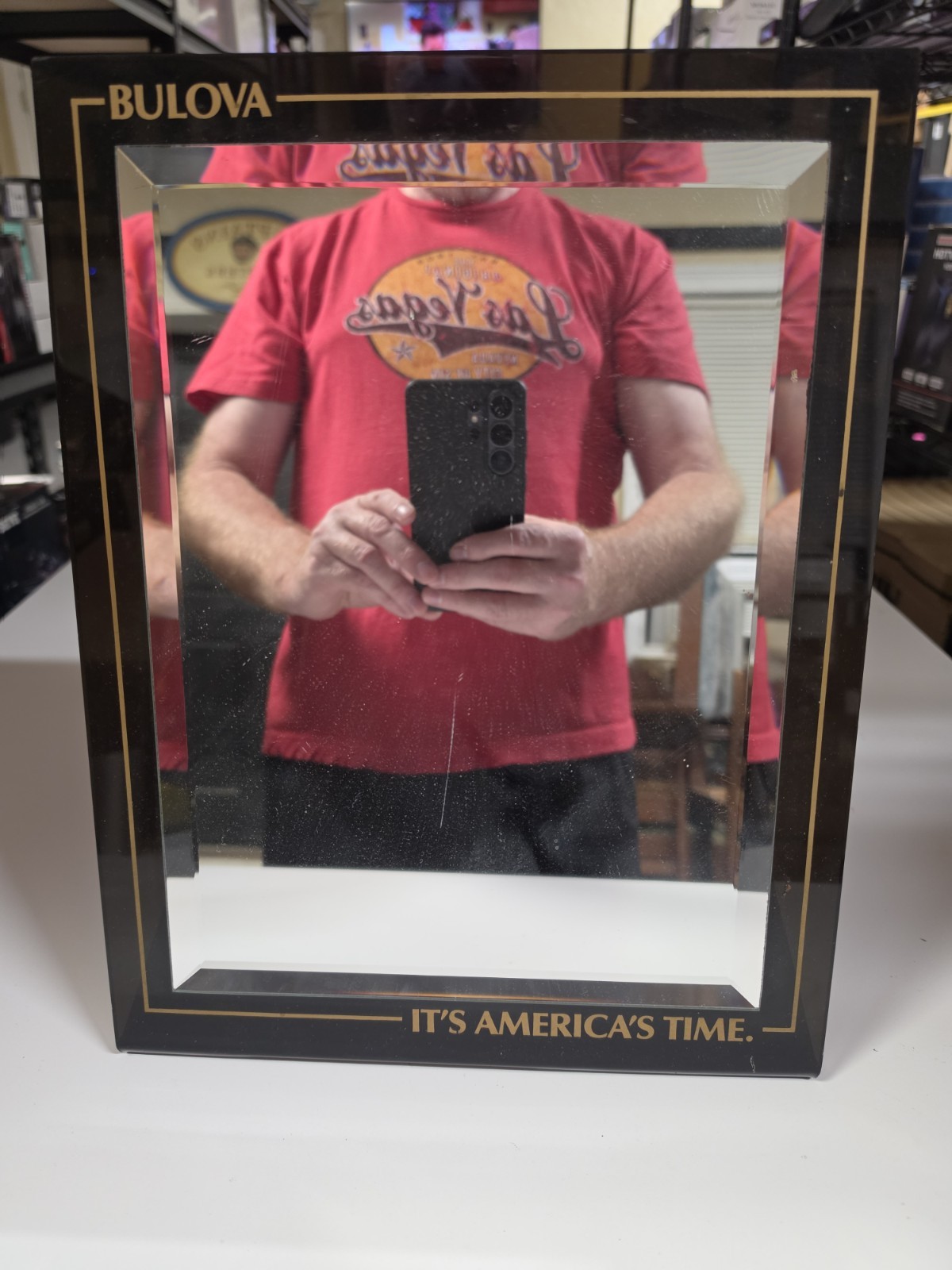 Vintage Bulova It's America's Time Advertising Mirror From The 40s Or 50s. Rare Vintage Bulova It's America's Time Advertising Mirror From The 40s Or 50s. Rare