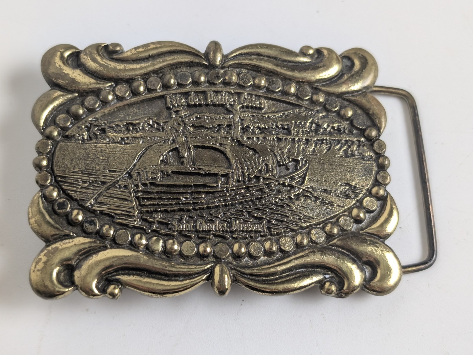 Vintage 1975 Fete des Petites Cotes St Charles MO Riverboat Belt Buckle #83