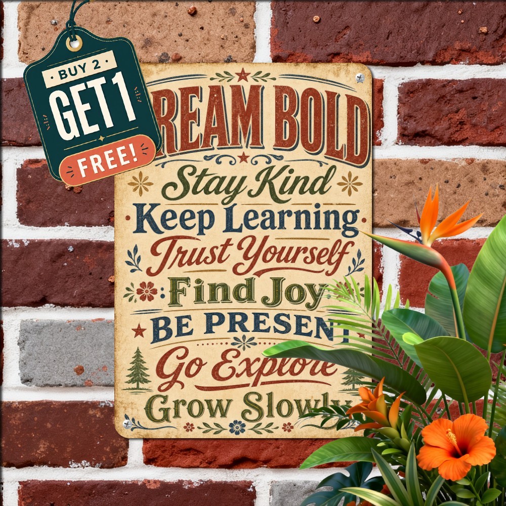 Aged Parchment Background Distressed Typography Plaque Retro Metal Tin Sign