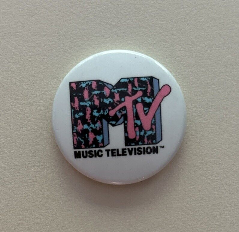 MTV Pin Vintage 80s Pinback BUTTON Badge Metal Pin VTG Official ORIGINAL 1986