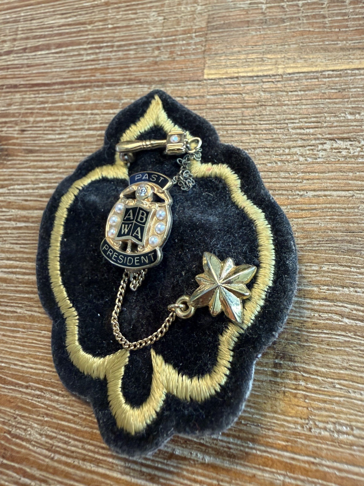 Vintage ABWA Past President Pin 1/20 12K Gold Filled Seed Pearl Gavel Guard Vintage ABWA Past President Pin 1/20 12K Gold Filled Seed Pearl Gavel Guard