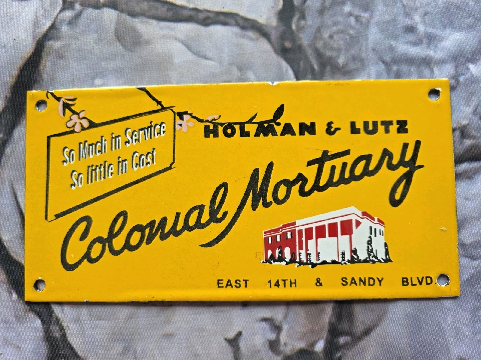 VINTAGE HOLMAN AND LUTZ COLONIAL MORTUARY PORCELAIN SIGN 10 VINTAGE HOLMAN AND LUTZ COLONIAL MORTUARY PORCELAIN SIGN 10