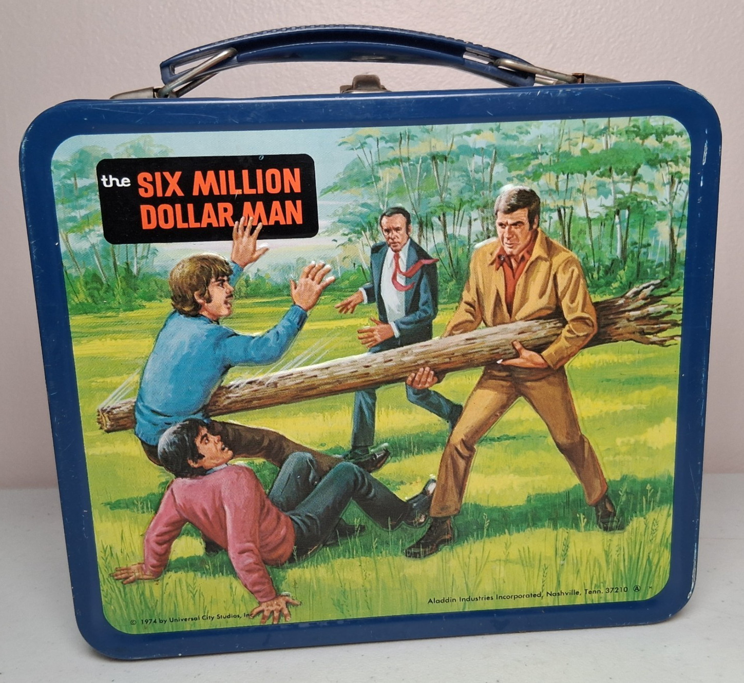 Vintage Aladdin Six Million Dollar Man Metal Lunchbox Action Movie No Thermos