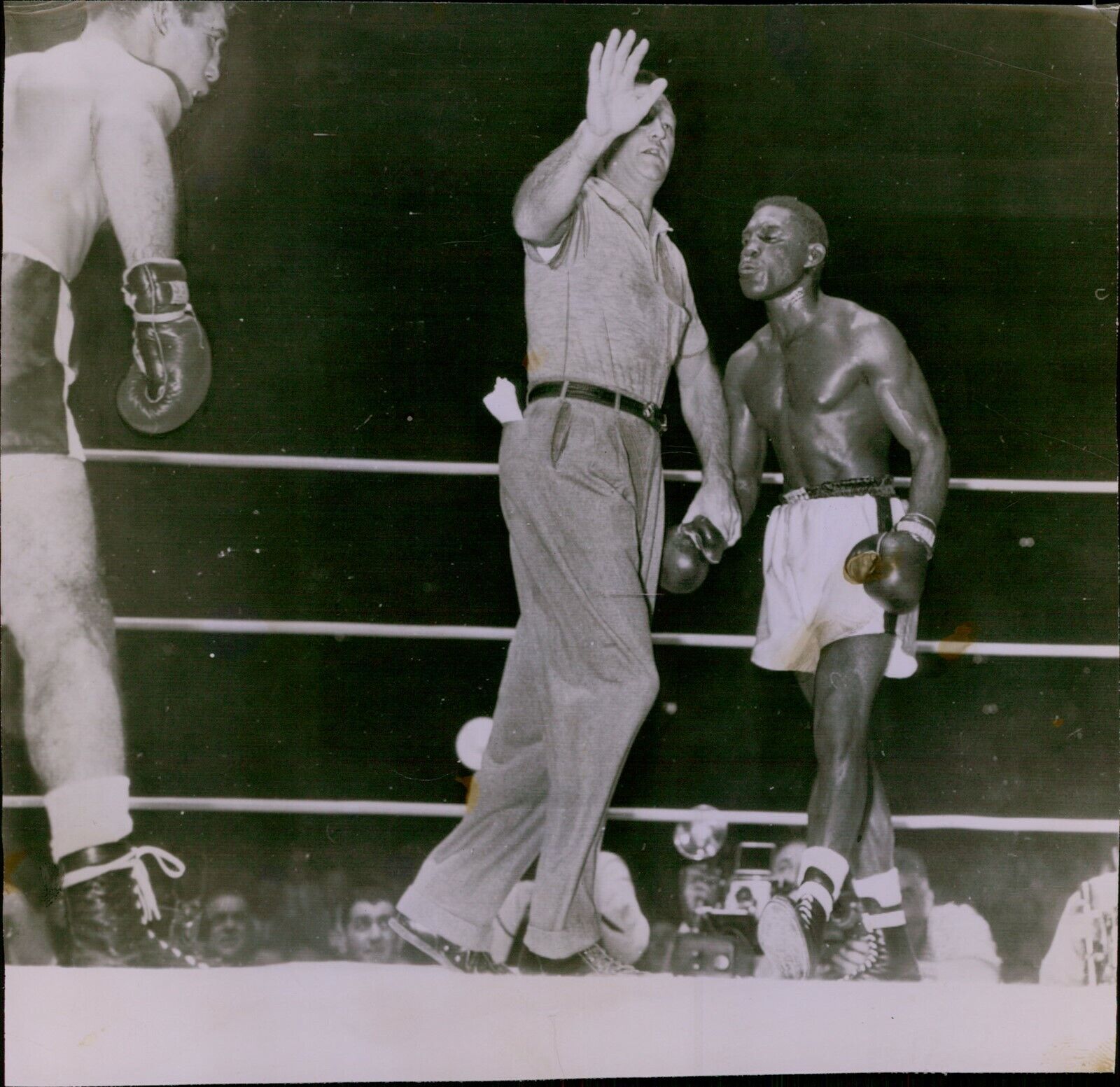 LG833 1954 Wire Photo A CHAMPION\'S REIGN ENDS Paddy DeMarco Jimmy Carter Boxing