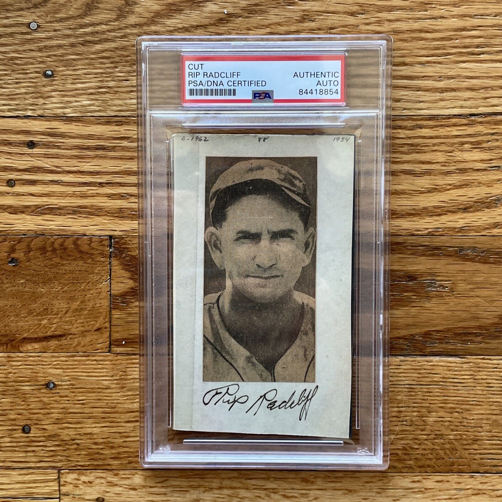RARE Vintage Rip Radcliff Autograph Signed MLB Baseball Card PSA/DNA Died 1962