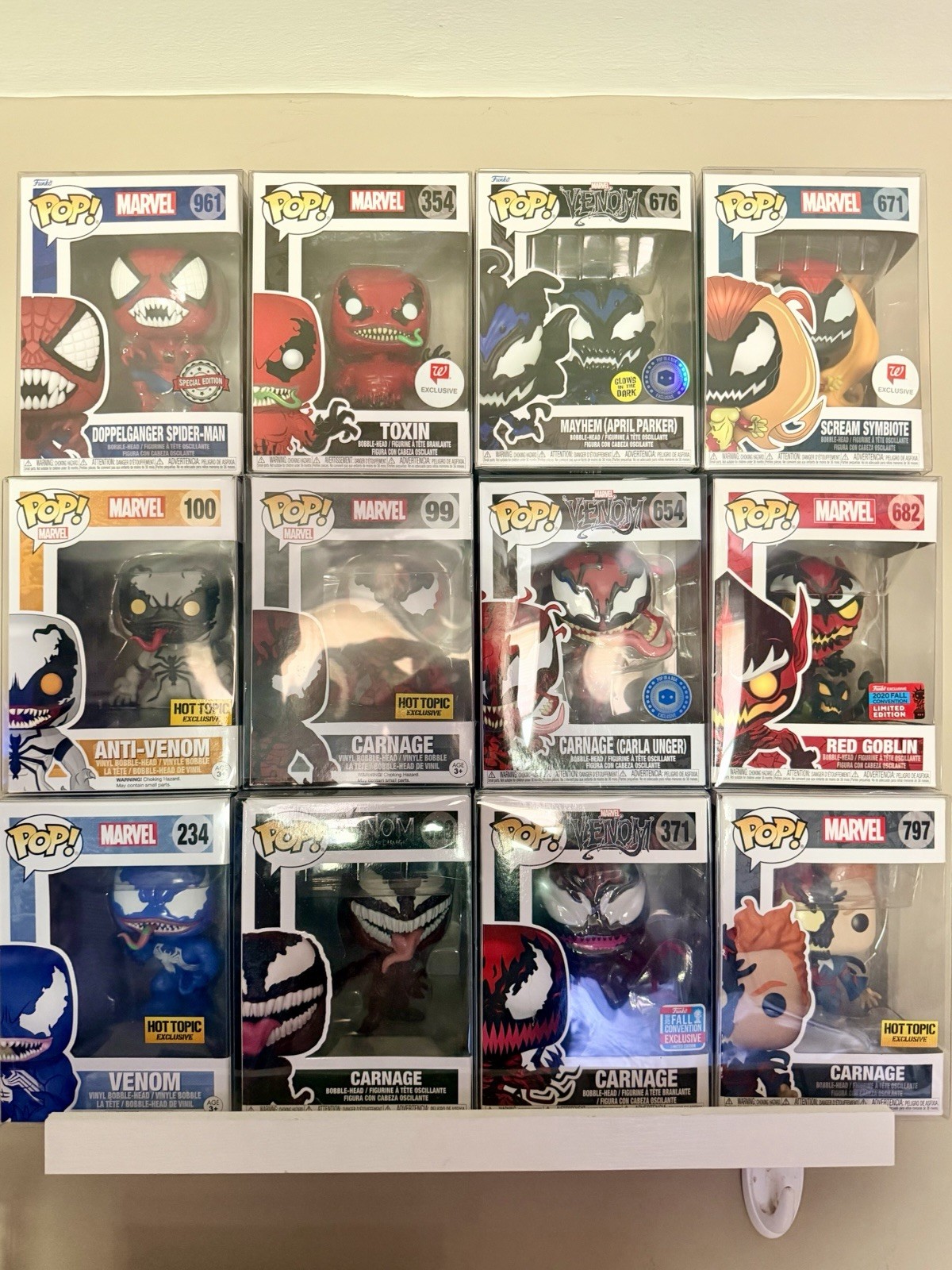 Carnage Venom Funko Lot Exclusives GID PPG shown HUGE PC SALE ALL IN PROTECTORS Carnage Venom Funko Lot Exclusives GID PPG shown HUGE PC SALE ALL IN PROTECTORS