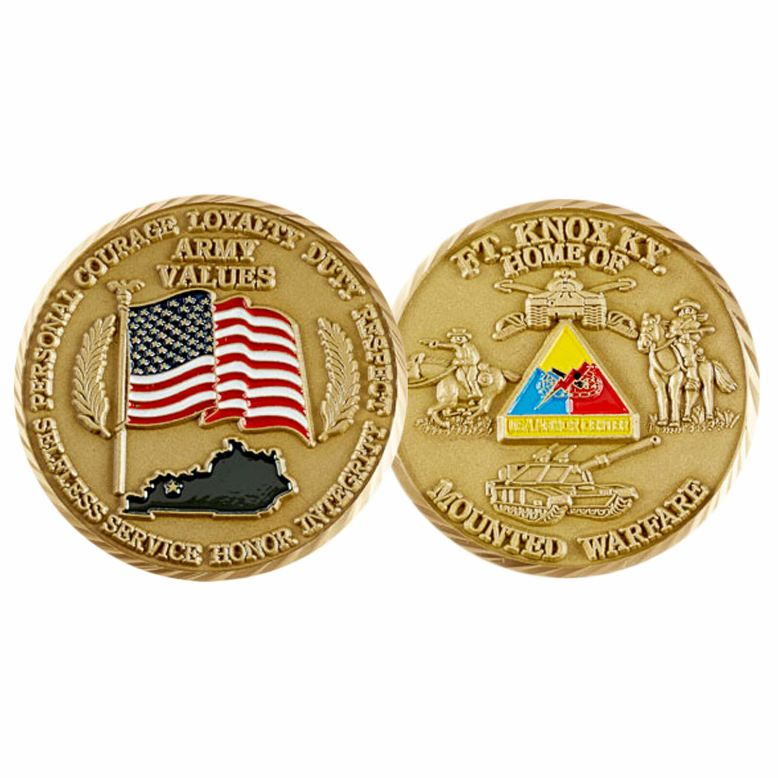 US Army Fort Knox Kentucky Mounted Warfare Challenge Coin CC-487 US Army Fort Knox Kentucky Mounted Warfare Challenge Coin CC-487