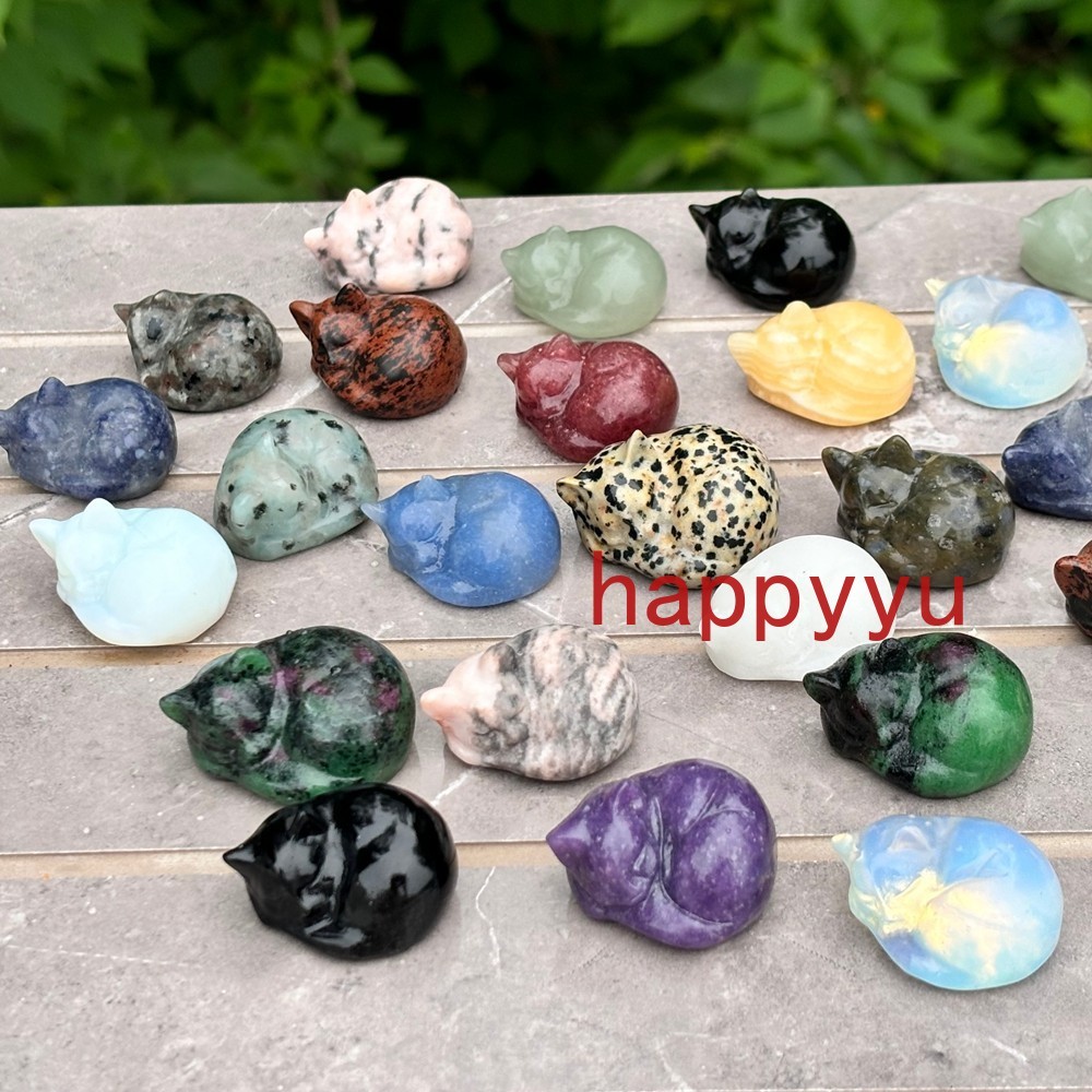 100pcs Mix Natural Quartz Sleeping cat Carved Crystal Skull healing Wholesale 100pcs Mix Natural Quartz Sleeping cat Carved Crystal Skull healing Wholesale