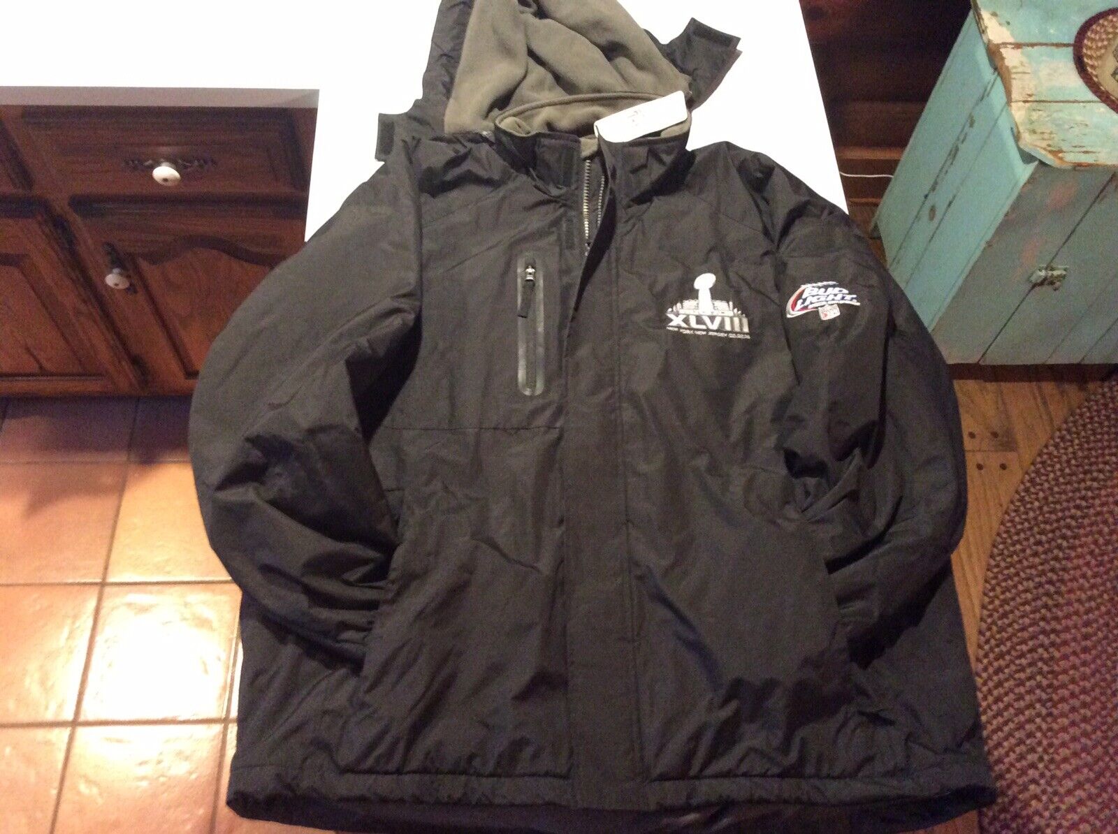 NFL SUPERBOWL  XLVIII Winter & Light Dunbrooke Coat Jacket Size XL BLACK.