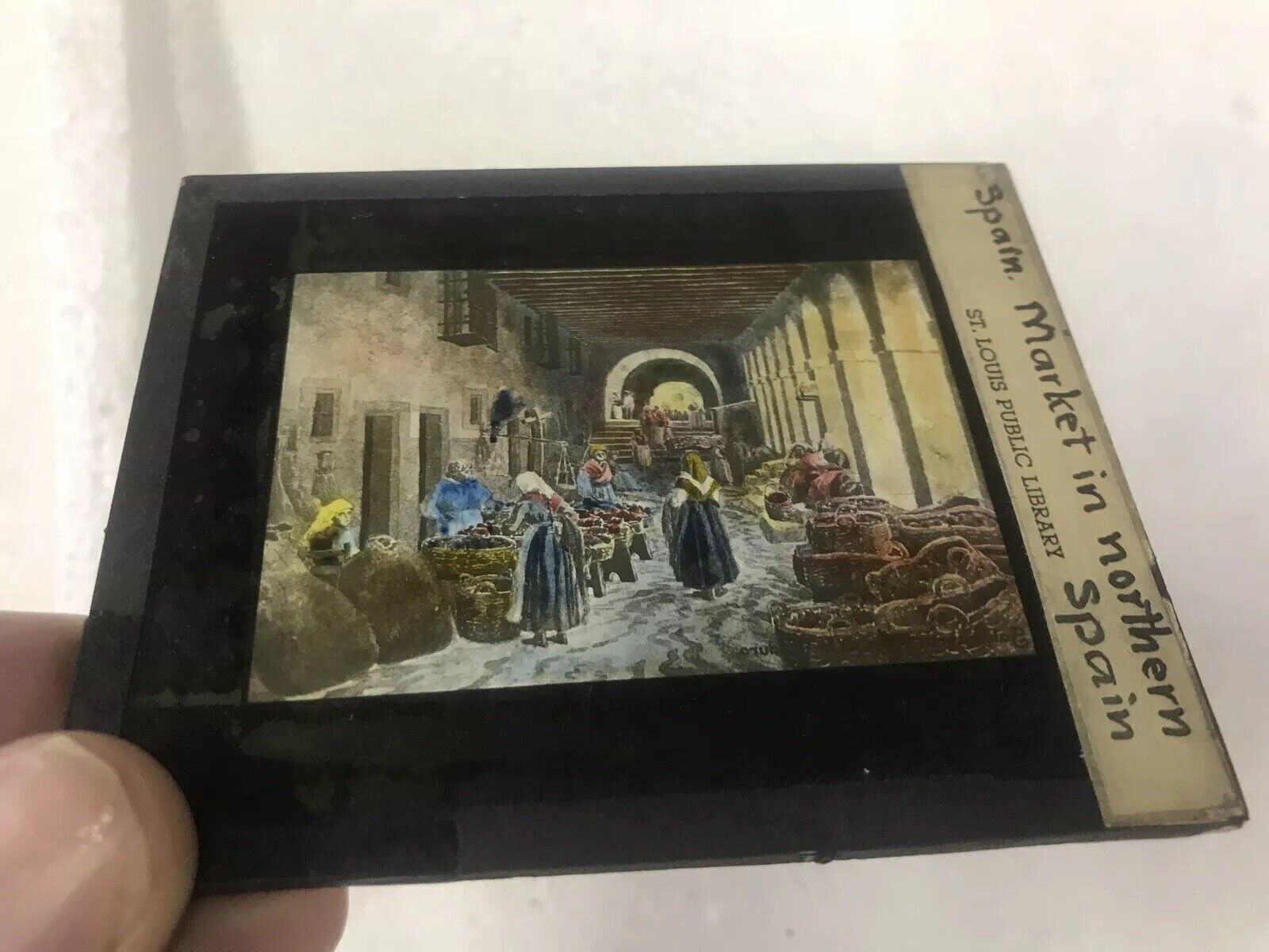 Magic Lantern Colored Glass Slide Market in Northern Spain Early 1900’s