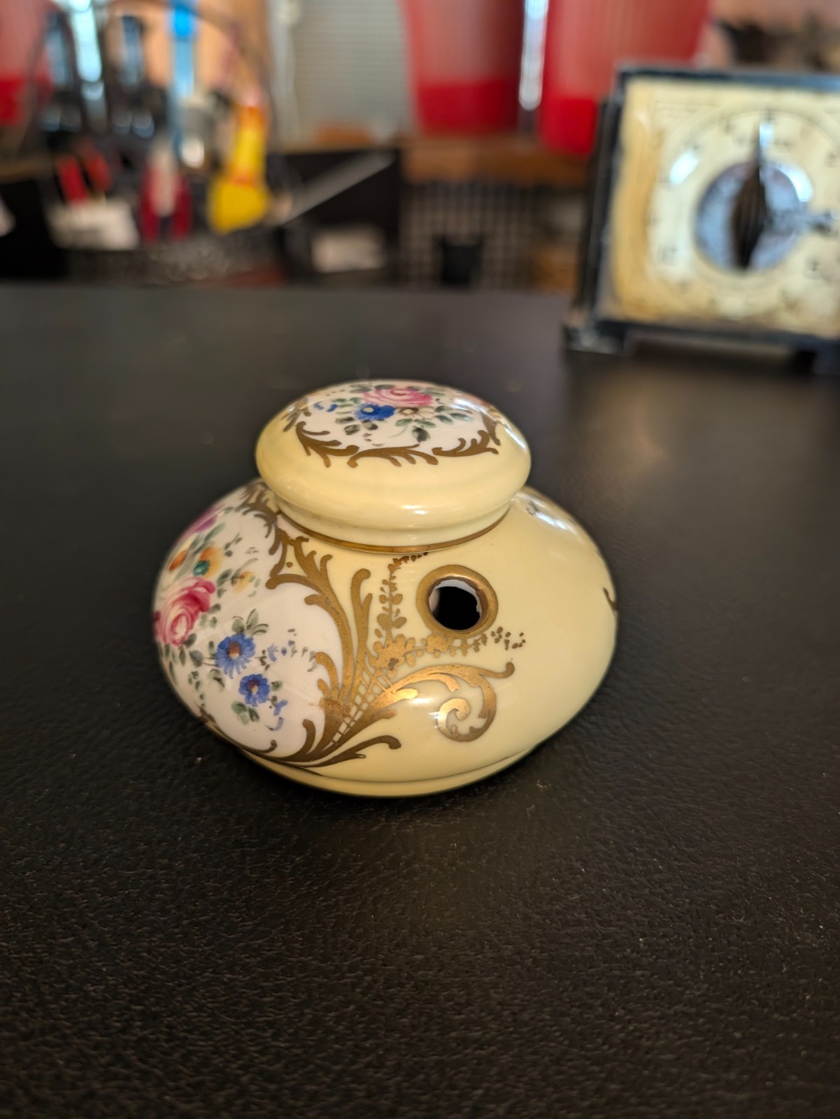 Vintage Limoges France Hand Painted Porcelain Inkwell Champs Elysees Paris Gold Vintage Limoges France Hand Painted Porcelain Inkwell Champs Elysees Paris Gold