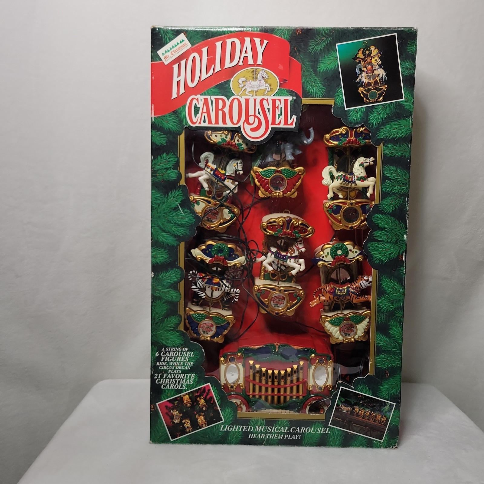 Vintage Mr Christmas Holiday Carousel 1992 6 Horses 21 Carols Musical Lights