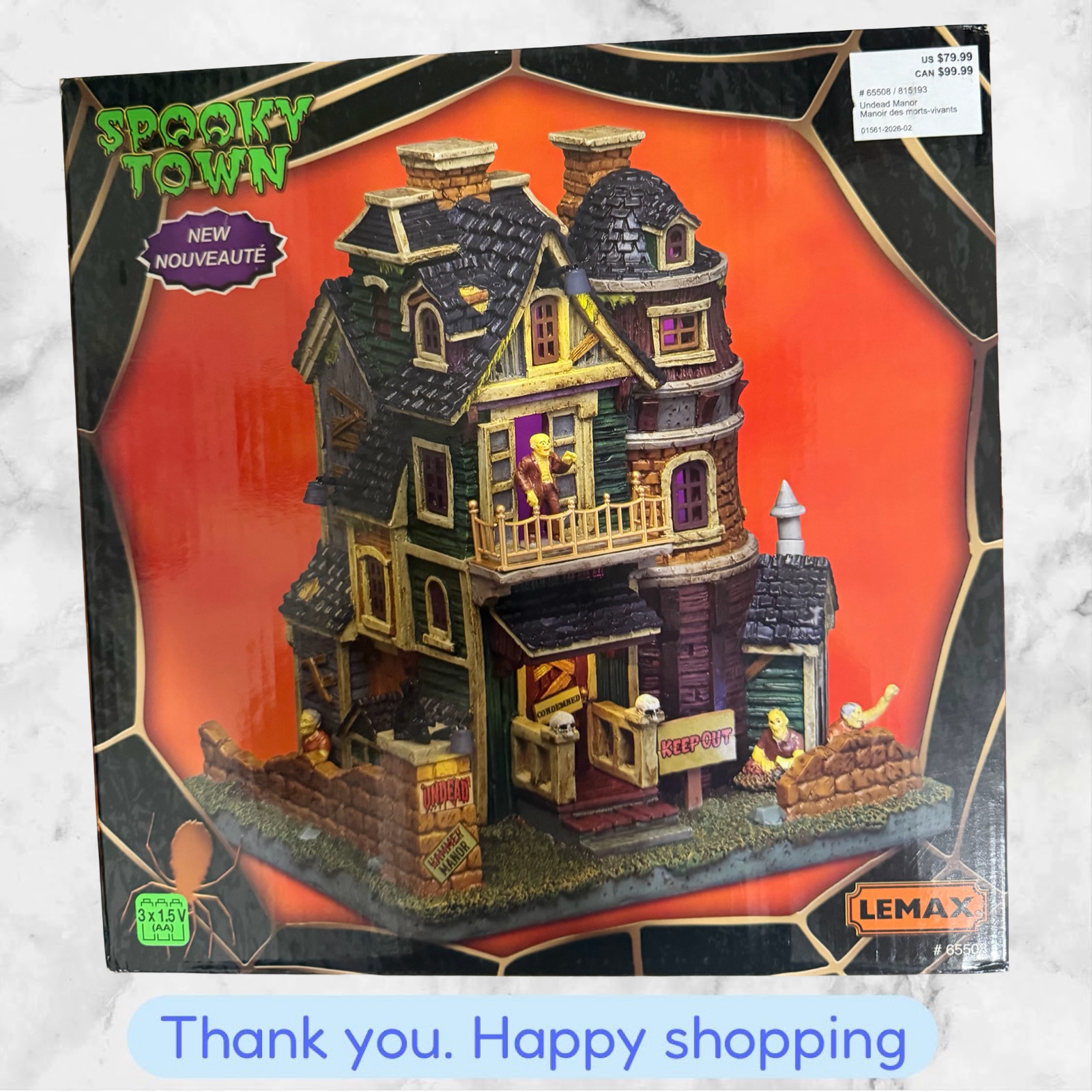 Lemax Spooky Town Halloween Village Undead Manor W Warning Sign 65508 NEW SHIP Lemax Spooky Town Halloween Village Undead Manor W Warning Sign 65508 NEW SHIP