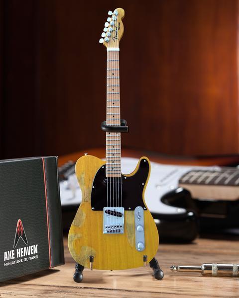 AXE HEAVEN Bruce Springsteen Fender Tele Vintage Blonde Miniature Guitar Disp...